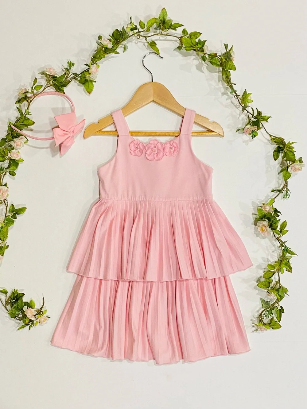 Gymboree Girls ‘Easter Celebrations’ Pink Pleated Tiered Sleeveless Dress Size 4